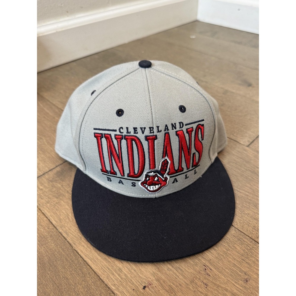 Cleveland Indians Hat Cap Snap Back Mens One Size Navy MLB Baseball Chief Wahoo